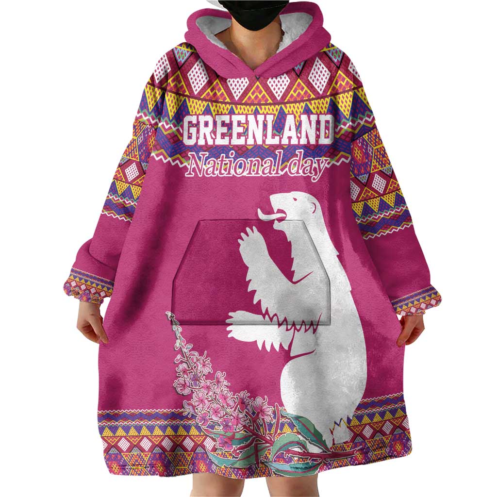 Greenland National Day Wearable Blanket Hoodie Inuit Kalaallisuut style