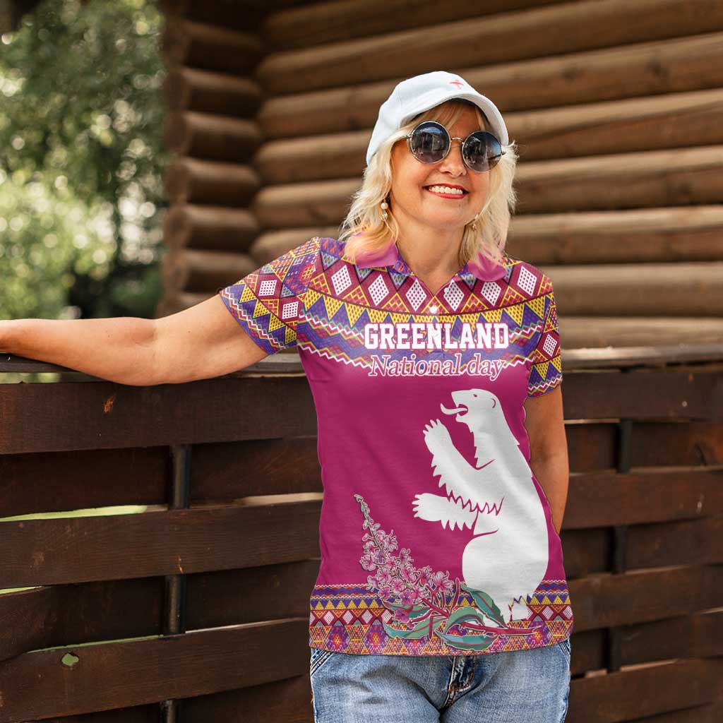Greenland National Day Women Polo Shirt Inuit Kalaallisuut style