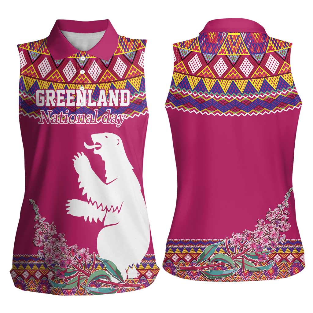 Greenland National Day Women Sleeveless Polo Shirt Inuit Kalaallisuut style