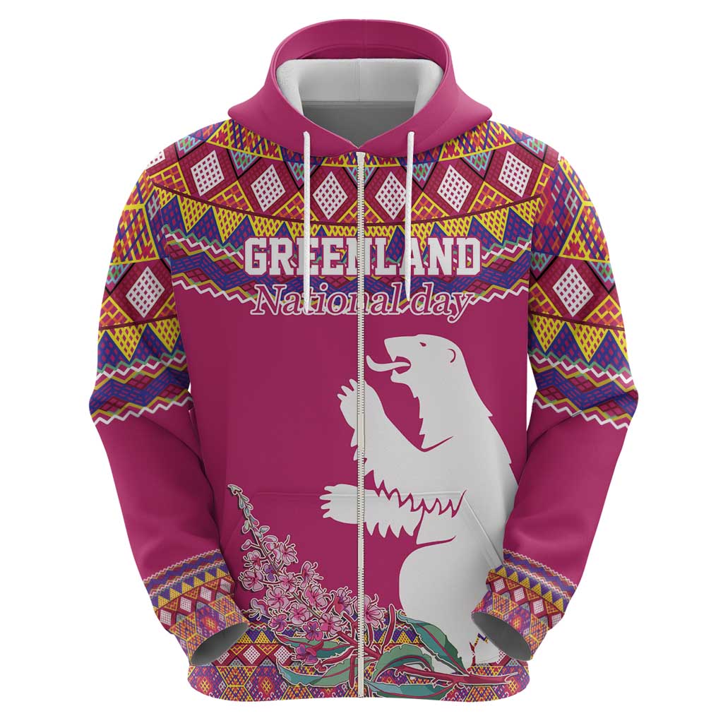 Greenland National Day Zip Hoodie Inuit Kalaallisuut style