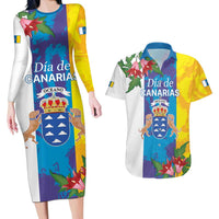 Canary Islands Dia de Canarias Couples Matching Long Sleeve Bodycon Dress and Hawaiian Shirt 42th Anniversary