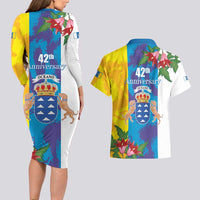Canary Islands Dia de Canarias Couples Matching Long Sleeve Bodycon Dress and Hawaiian Shirt 42th Anniversary