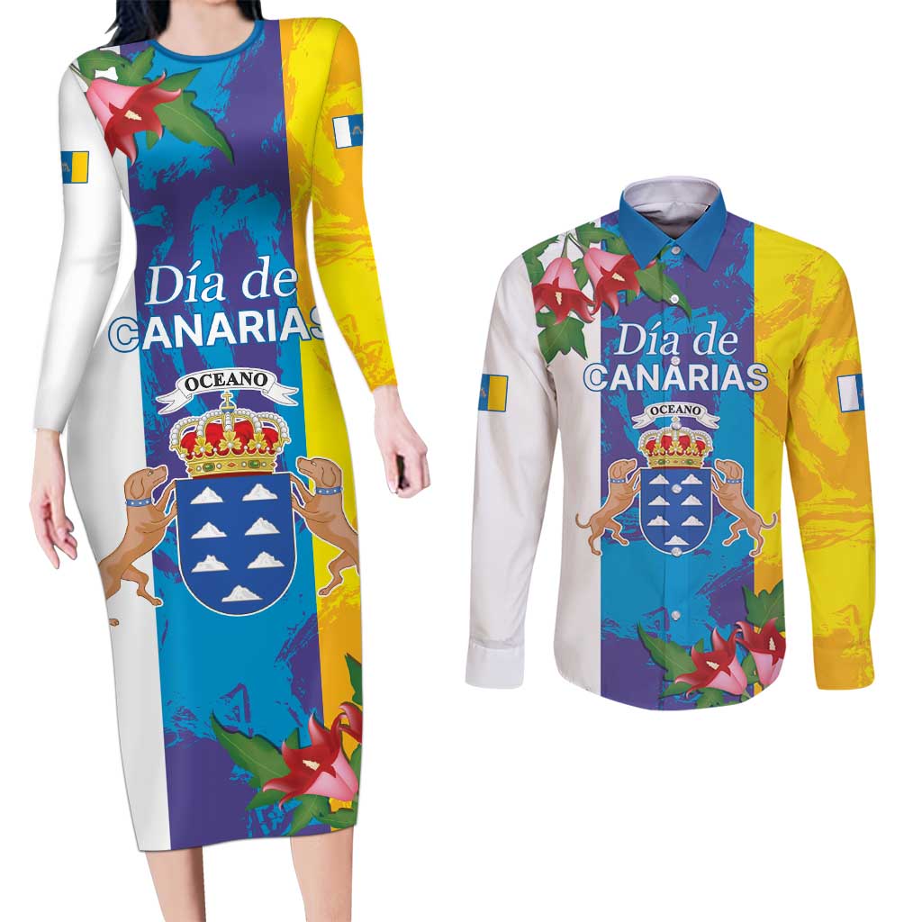 Canary Islands Dia de Canarias Couples Matching Long Sleeve Bodycon Dress and Long Sleeve Button Shirt 42th Anniversary