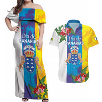 Canary Islands Dia de Canarias Couples Matching Off Shoulder Maxi Dress and Hawaiian Shirt 42th Anniversary