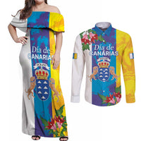 Canary Islands Dia de Canarias Couples Matching Off Shoulder Maxi Dress and Long Sleeve Button Shirt 42th Anniversary