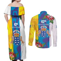Canary Islands Dia de Canarias Couples Matching Off Shoulder Maxi Dress and Long Sleeve Button Shirt 42th Anniversary