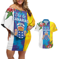 Canary Islands Dia de Canarias Couples Matching Off Shoulder Short Dress and Hawaiian Shirt 42th Anniversary