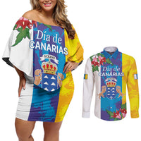 Canary Islands Dia de Canarias Couples Matching Off Shoulder Short Dress and Long Sleeve Button Shirt 42th Anniversary
