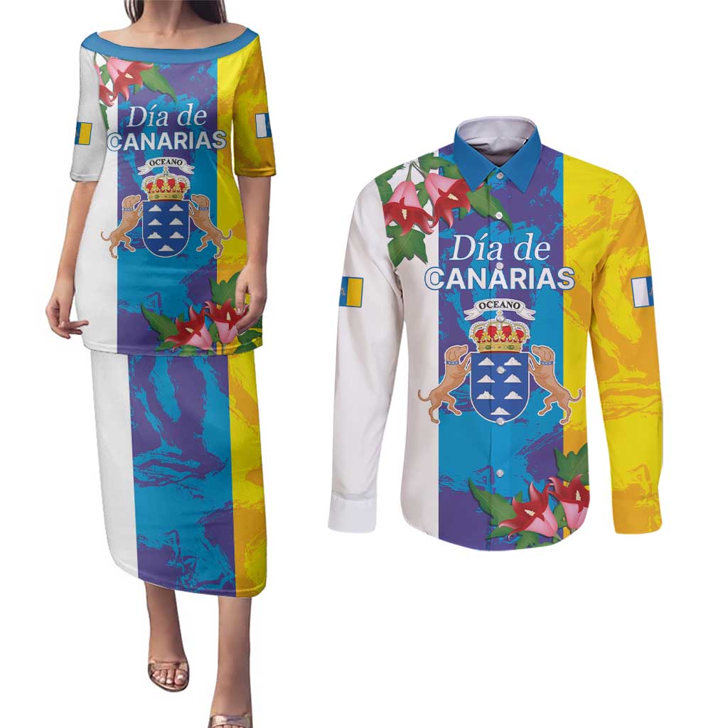 Canary Islands Dia de Canarias Couples Matching Puletasi and Long Sleeve Button Shirt 42th Anniversary