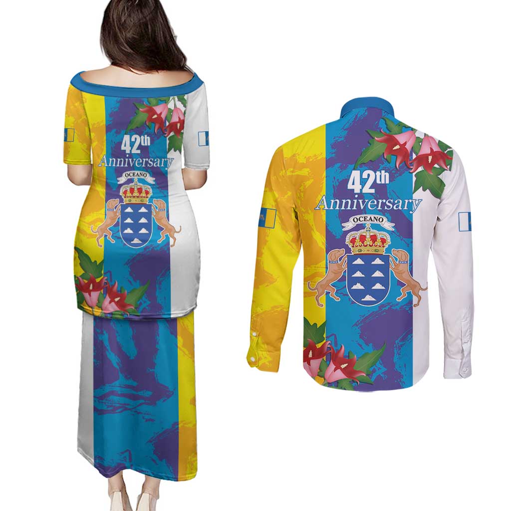 Canary Islands Dia de Canarias Couples Matching Puletasi and Long Sleeve Button Shirt 42th Anniversary
