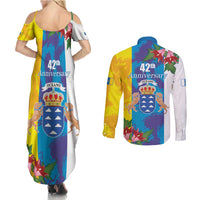 Canary Islands Dia de Canarias Couples Matching Summer Maxi Dress and Long Sleeve Button Shirt 42th Anniversary