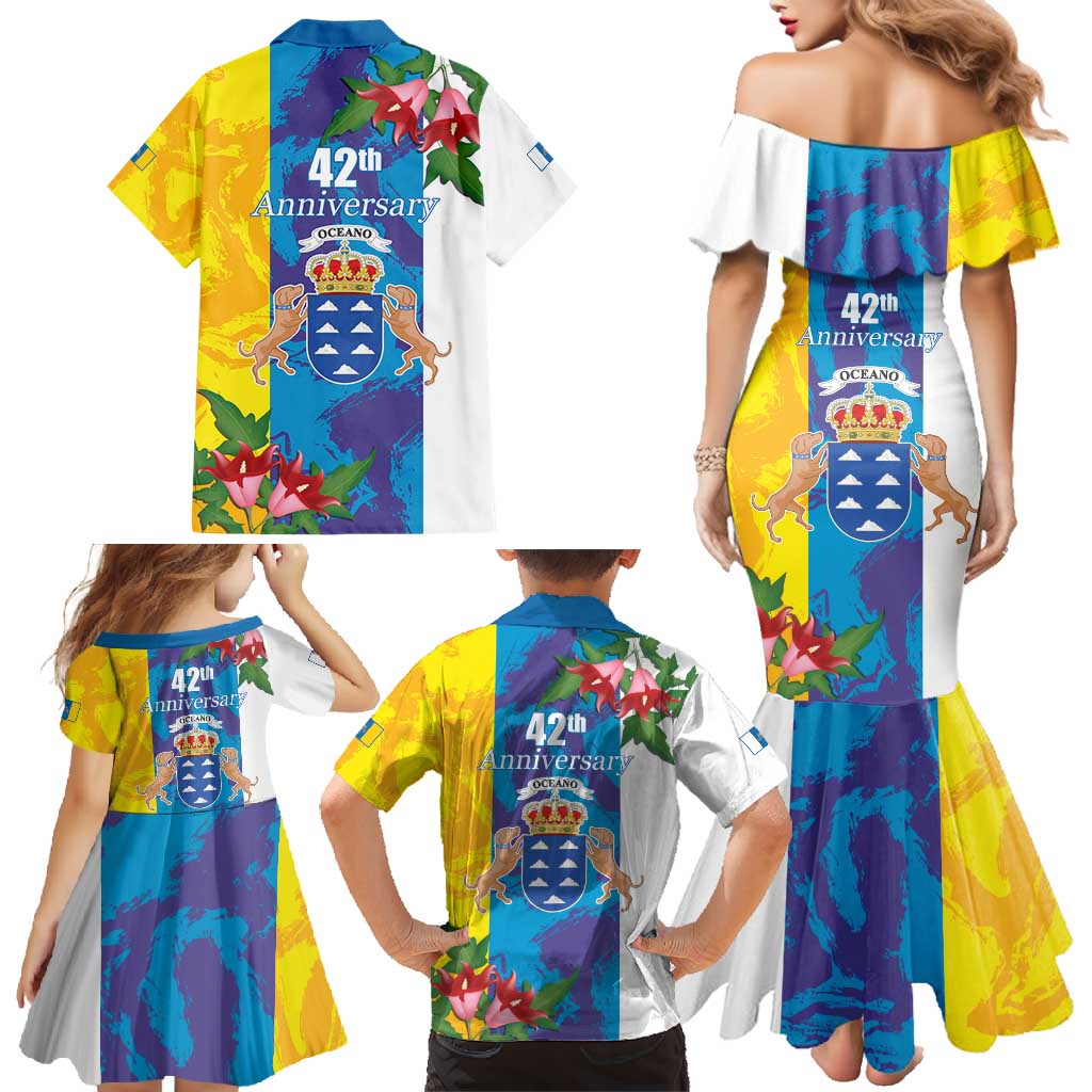 Canary Islands Dia de Canarias Family Matching Mermaid Dress and Hawaiian Shirt 42th Anniversary