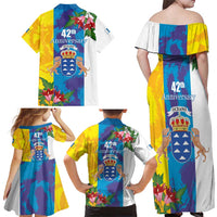 Canary Islands Dia de Canarias Family Matching Off Shoulder Maxi Dress and Hawaiian Shirt 42th Anniversary