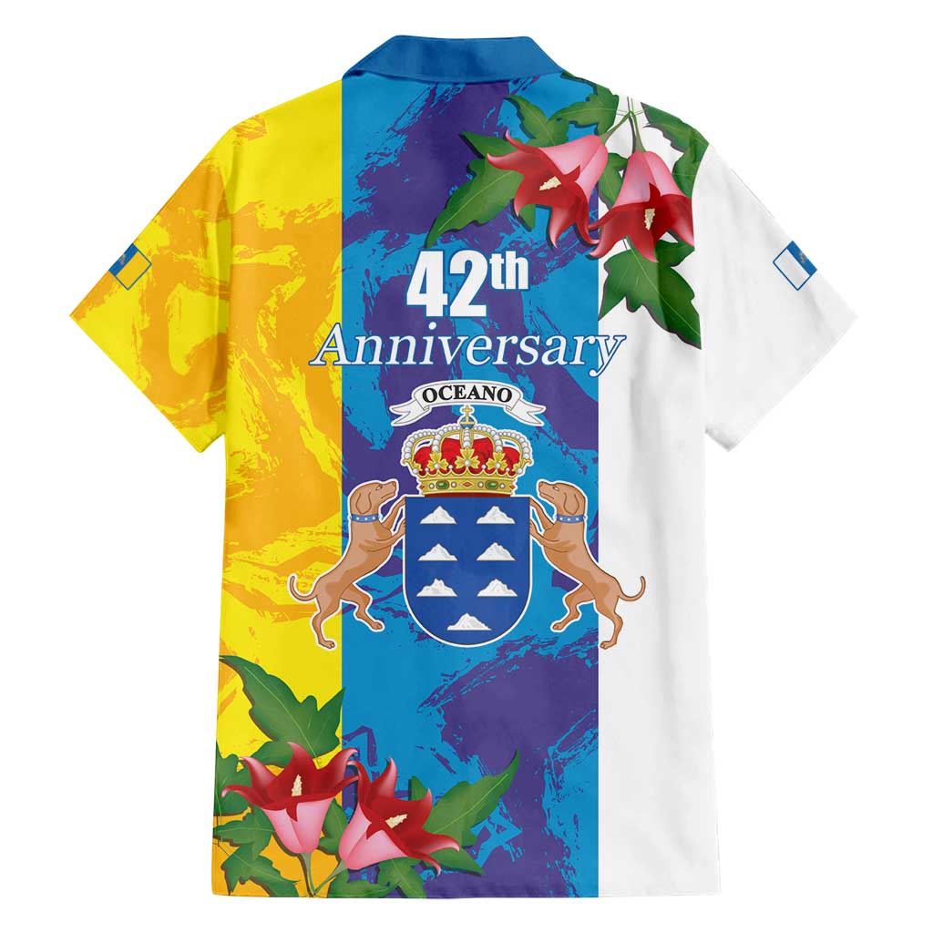 Canary Islands Dia de Canarias Family Matching Off Shoulder Short Dress and Hawaiian Shirt 42th Anniversary