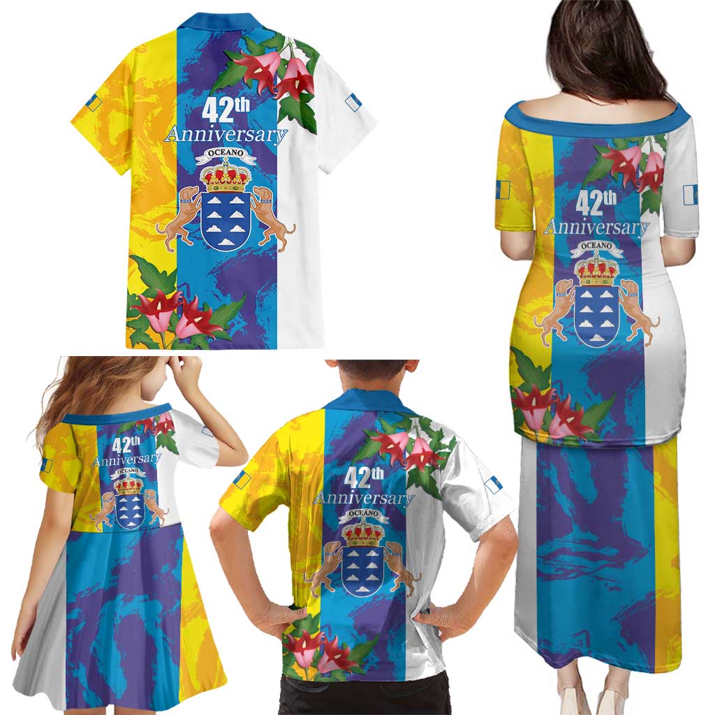 Canary Islands Dia de Canarias Family Matching Puletasi and Hawaiian Shirt 42th Anniversary