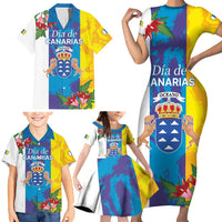 Canary Islands Dia de Canarias Family Matching Short Sleeve Bodycon Dress and Hawaiian Shirt 42th Anniversary