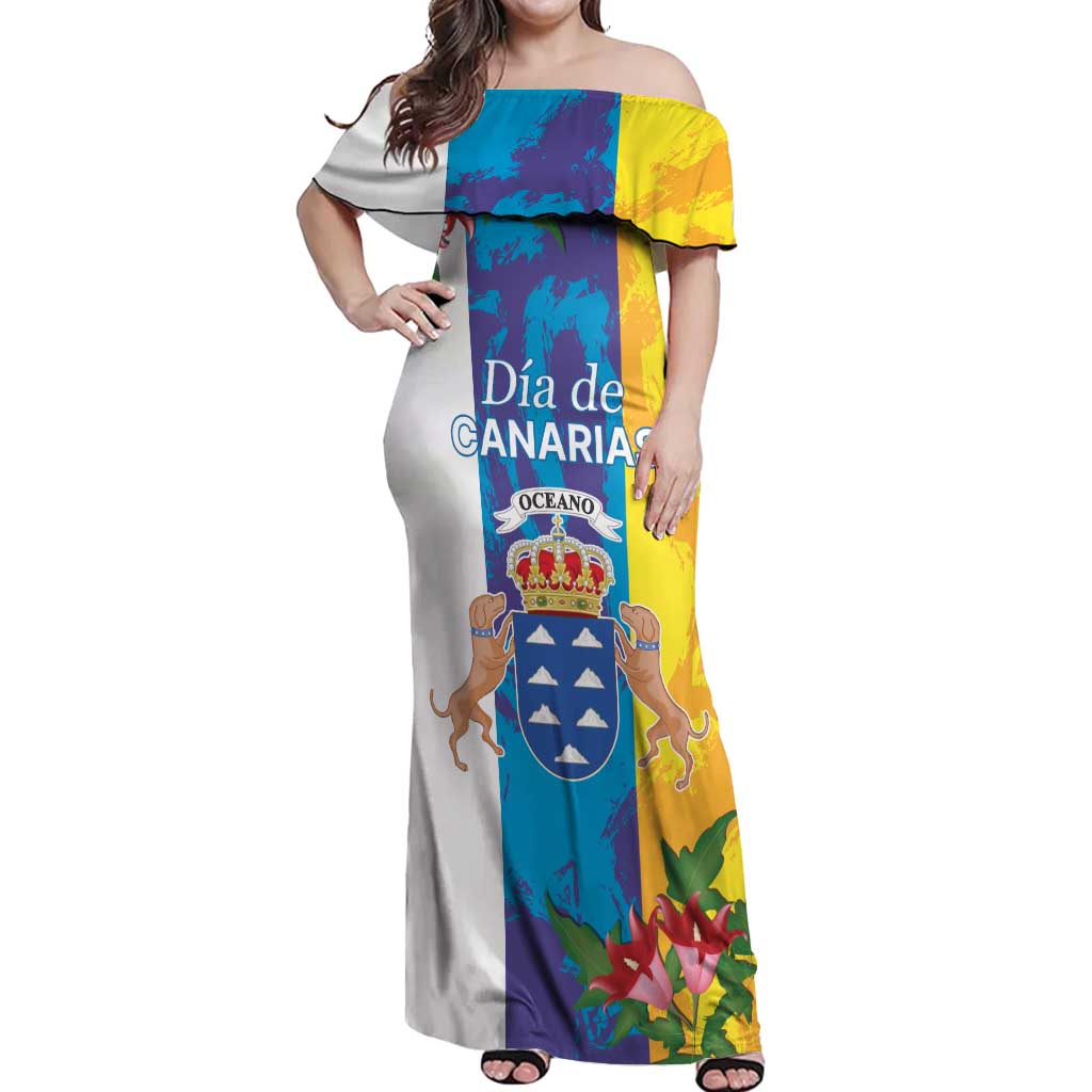 Canary Islands Dia de Canarias Off Shoulder Maxi Dress 42th Anniversary