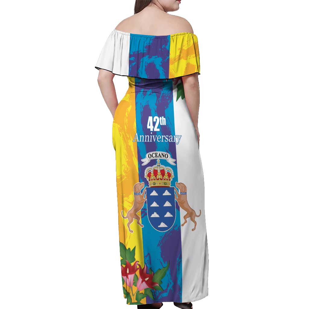 Canary Islands Dia de Canarias Off Shoulder Maxi Dress 42th Anniversary