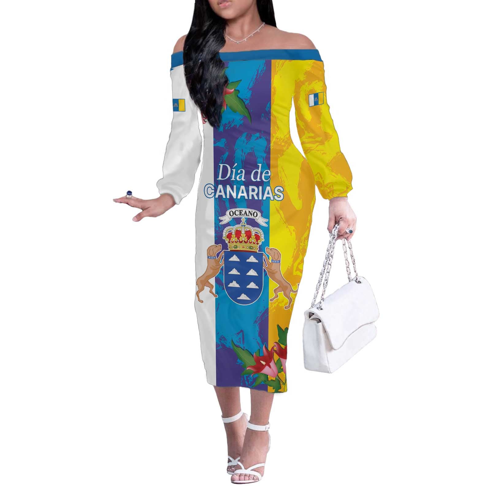 Canary Islands Dia de Canarias Off The Shoulder Long Sleeve Dress 42th Anniversary