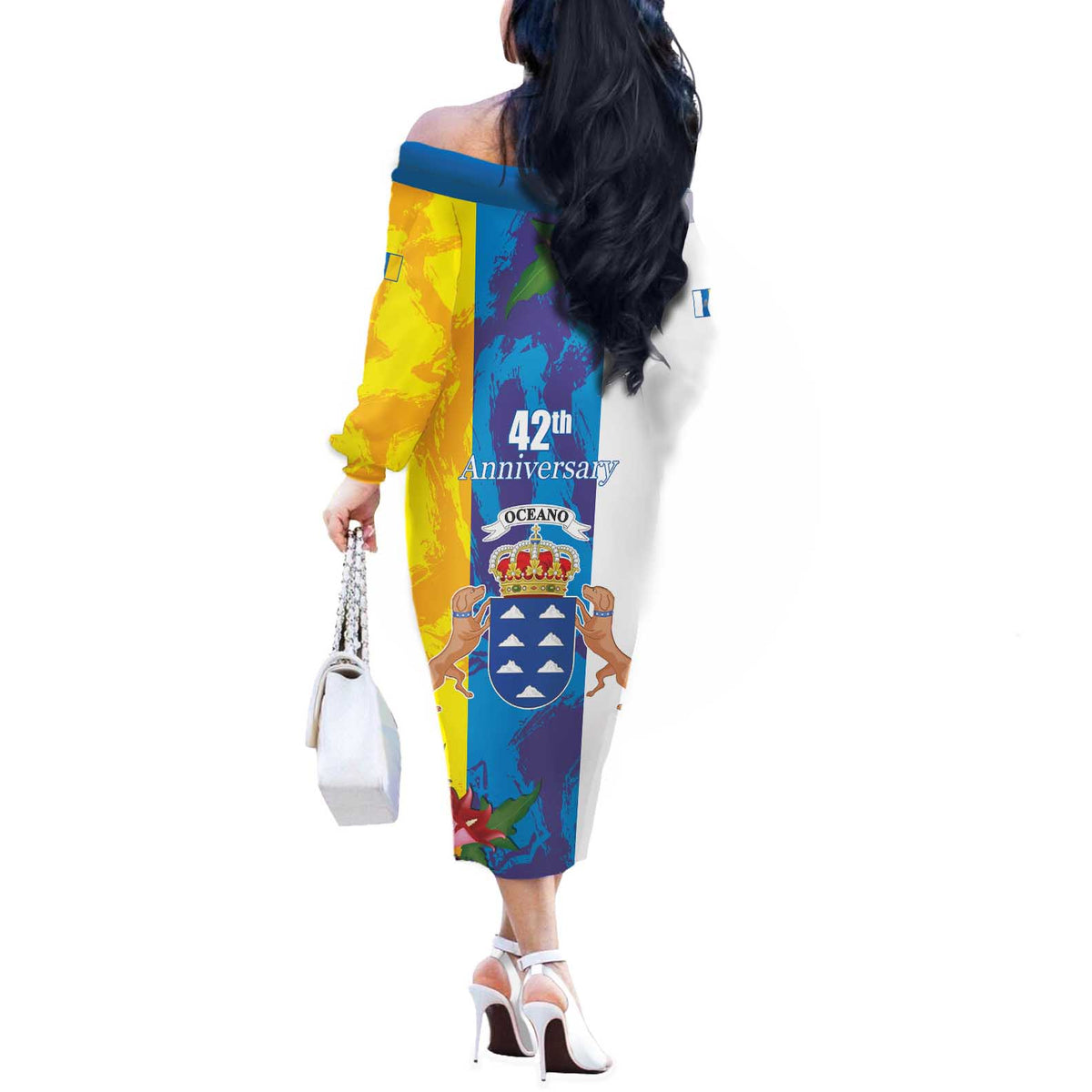 Canary Islands Dia de Canarias Off The Shoulder Long Sleeve Dress 42th Anniversary