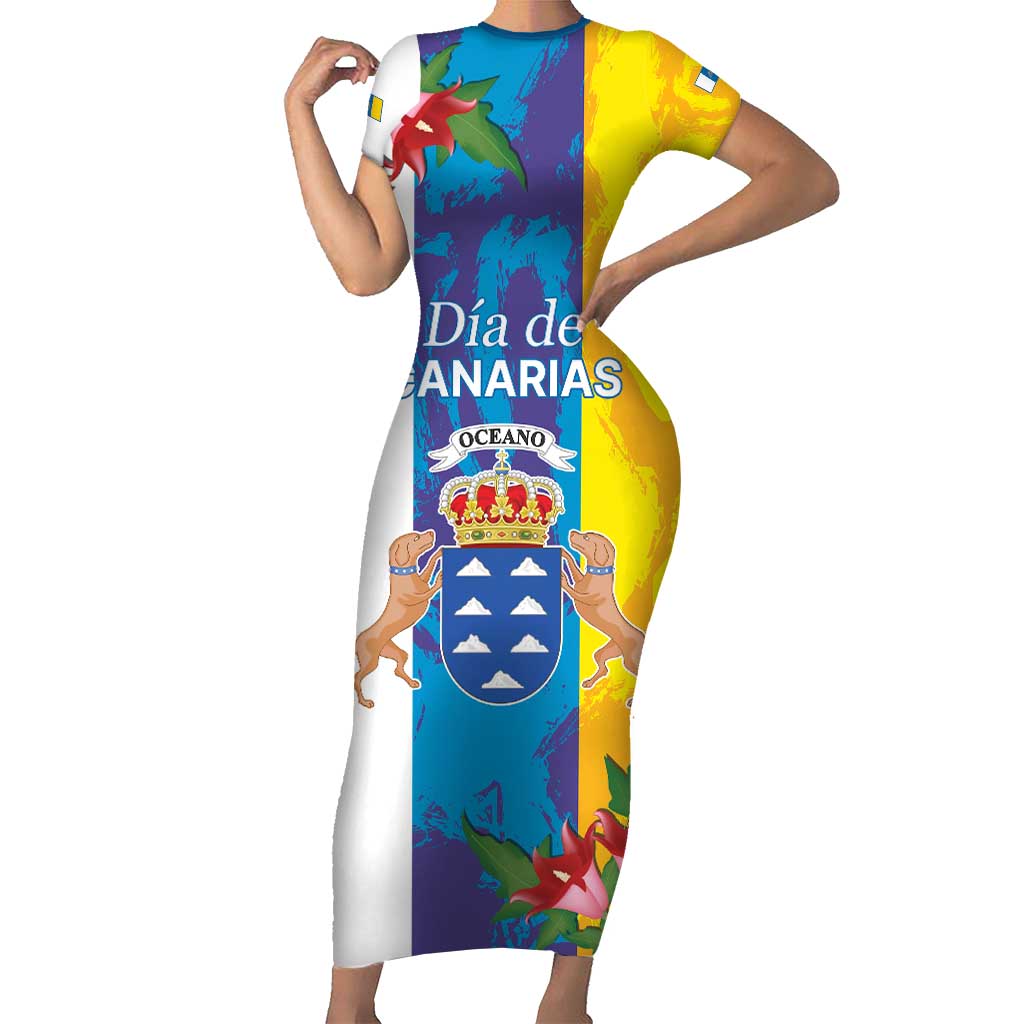 Canary Islands Dia de Canarias Short Sleeve Bodycon Dress 42th Anniversary
