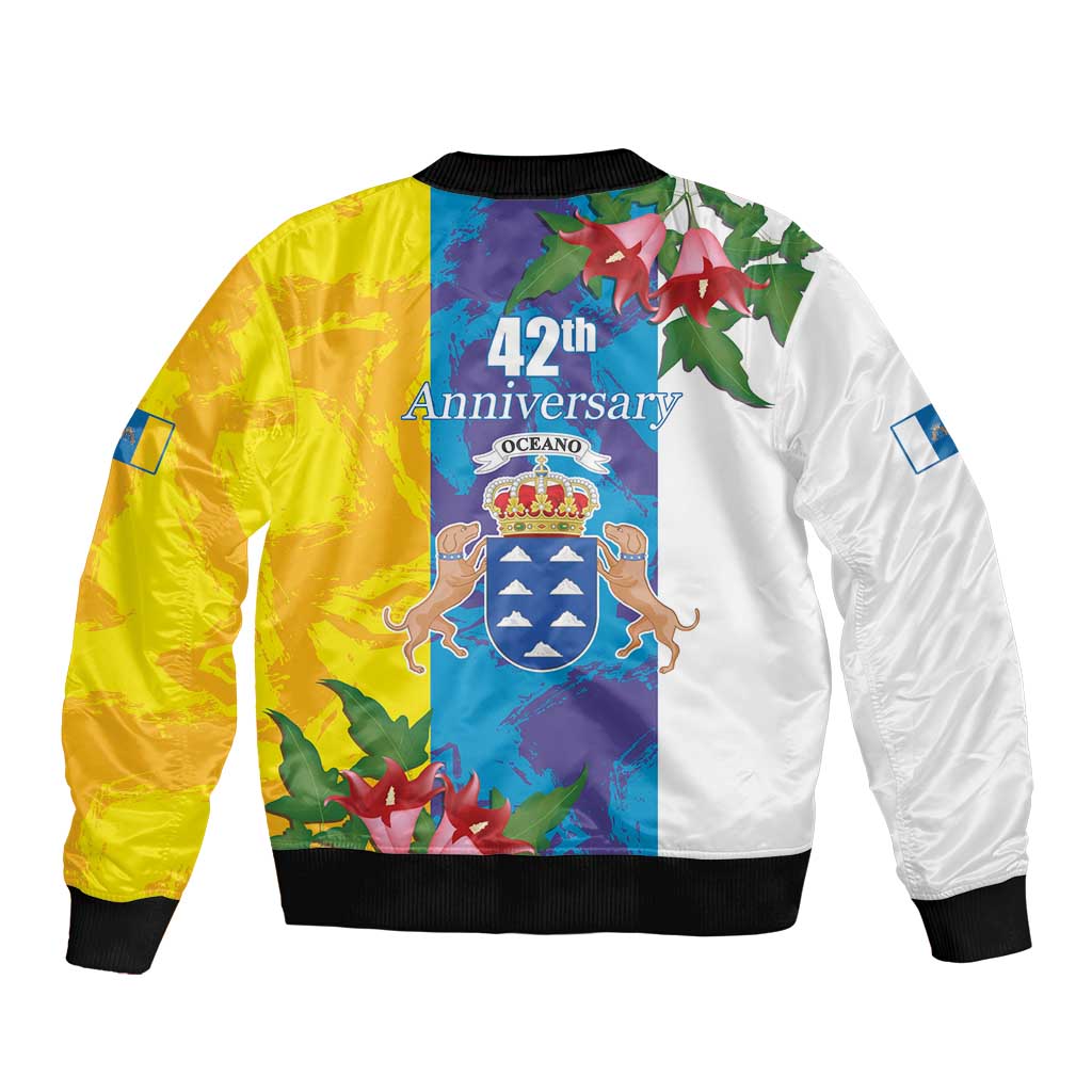 Canary Islands Dia de Canarias Sleeve Zip Bomber Jacket 42th Anniversary