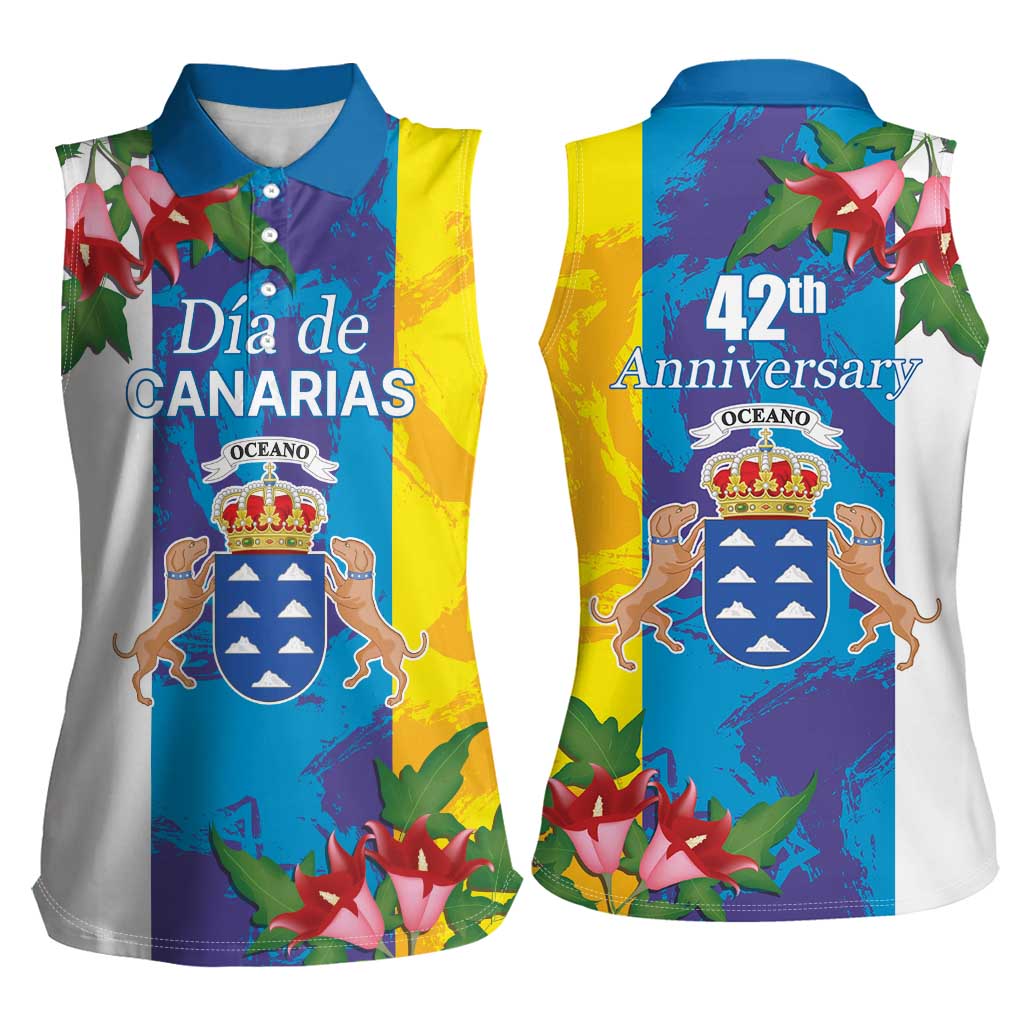 Canary Islands Dia de Canarias Women Sleeveless Polo Shirt 42th Anniversary