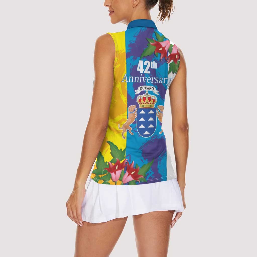 Canary Islands Dia de Canarias Women Sleeveless Polo Shirt 42th Anniversary