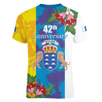Canary Islands Dia de Canarias Women V-Neck T-Shirt 42th Anniversary