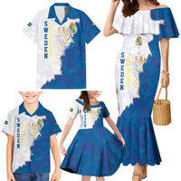 Personalized Kingdom of Sweden Coat of arms Family Matching Mermaid Dress and Hawaiian Shirt