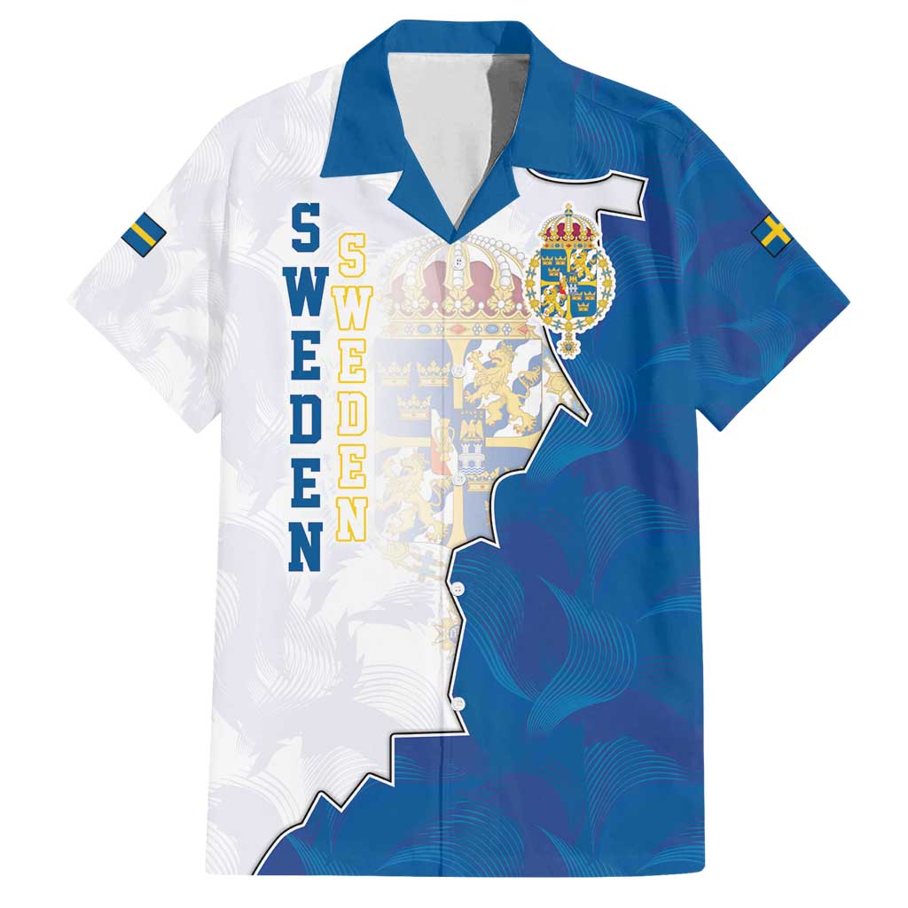 Personalized Kingdom of Sweden Coat of arms Family Matching Off Shoulder Maxi Dress and Hawaiian Shirt
