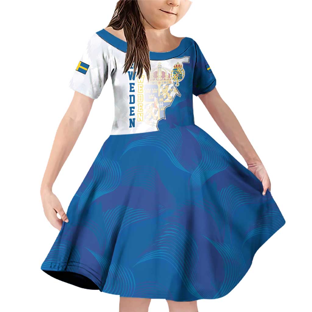 Personalized Kingdom of Sweden Coat of arms Family Matching Off Shoulder Short Dress and Hawaiian Shirt