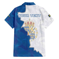 Personalized Kingdom of Sweden Coat of arms Family Matching Off Shoulder Short Dress and Hawaiian Shirt