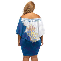 Personalized Kingdom of Sweden Coat of arms Family Matching Off Shoulder Short Dress and Hawaiian Shirt