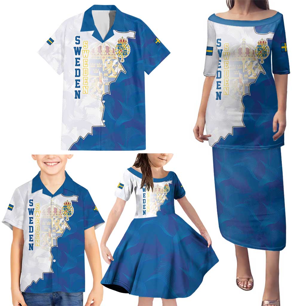 Personalized Kingdom of Sweden Coat of arms Family Matching Puletasi and Hawaiian Shirt