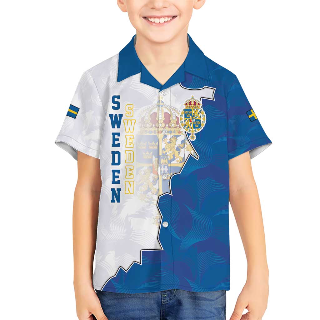 Personalized Kingdom of Sweden Coat of arms Family Matching Short Sleeve Bodycon Dress and Hawaiian Shirt