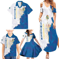 Personalized Kingdom of Sweden Coat of arms Family Matching Summer Maxi Dress and Hawaiian Shirt