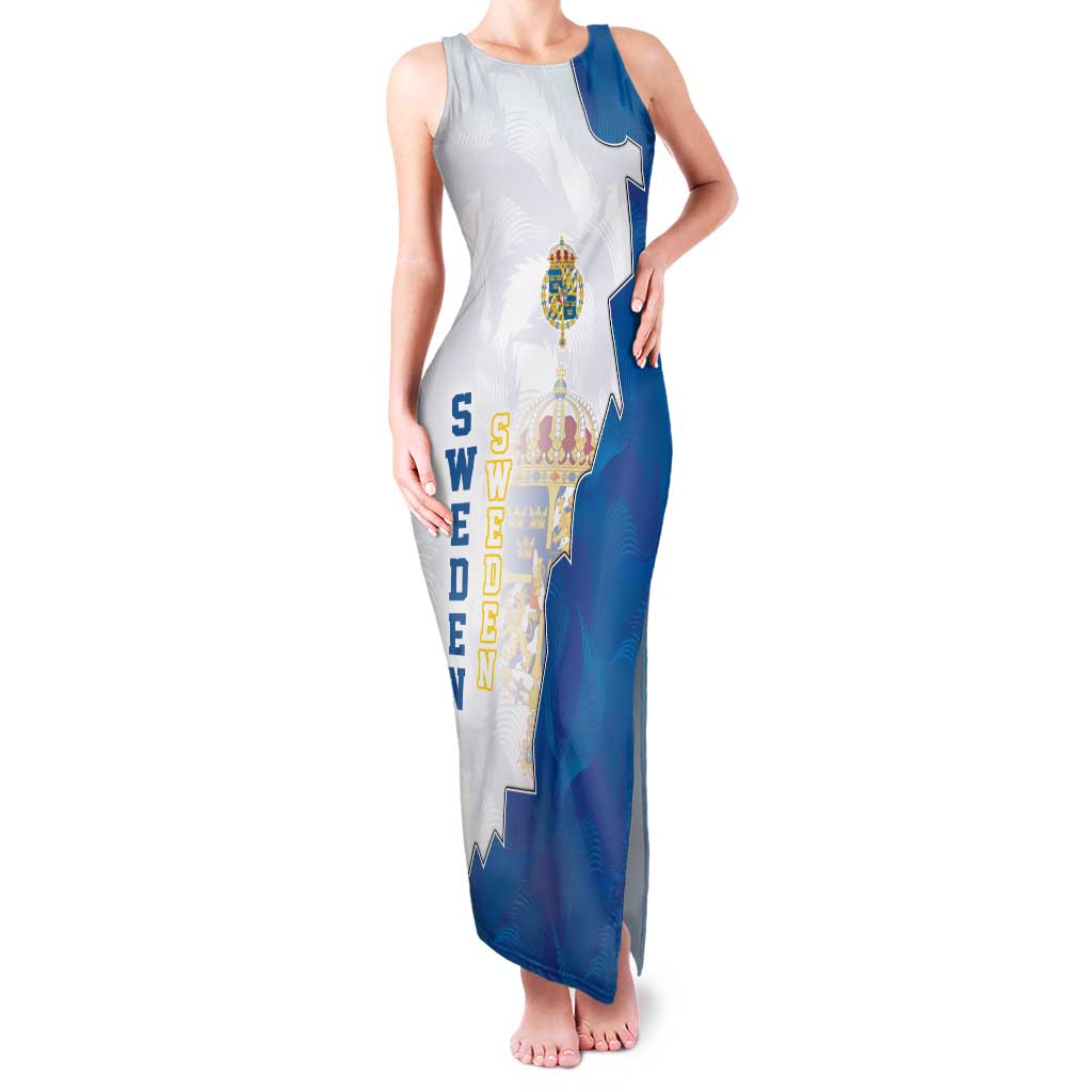 Personalized Kingdom of Sweden Coat of arms Family Matching Tank Maxi Dress and Hawaiian Shirt