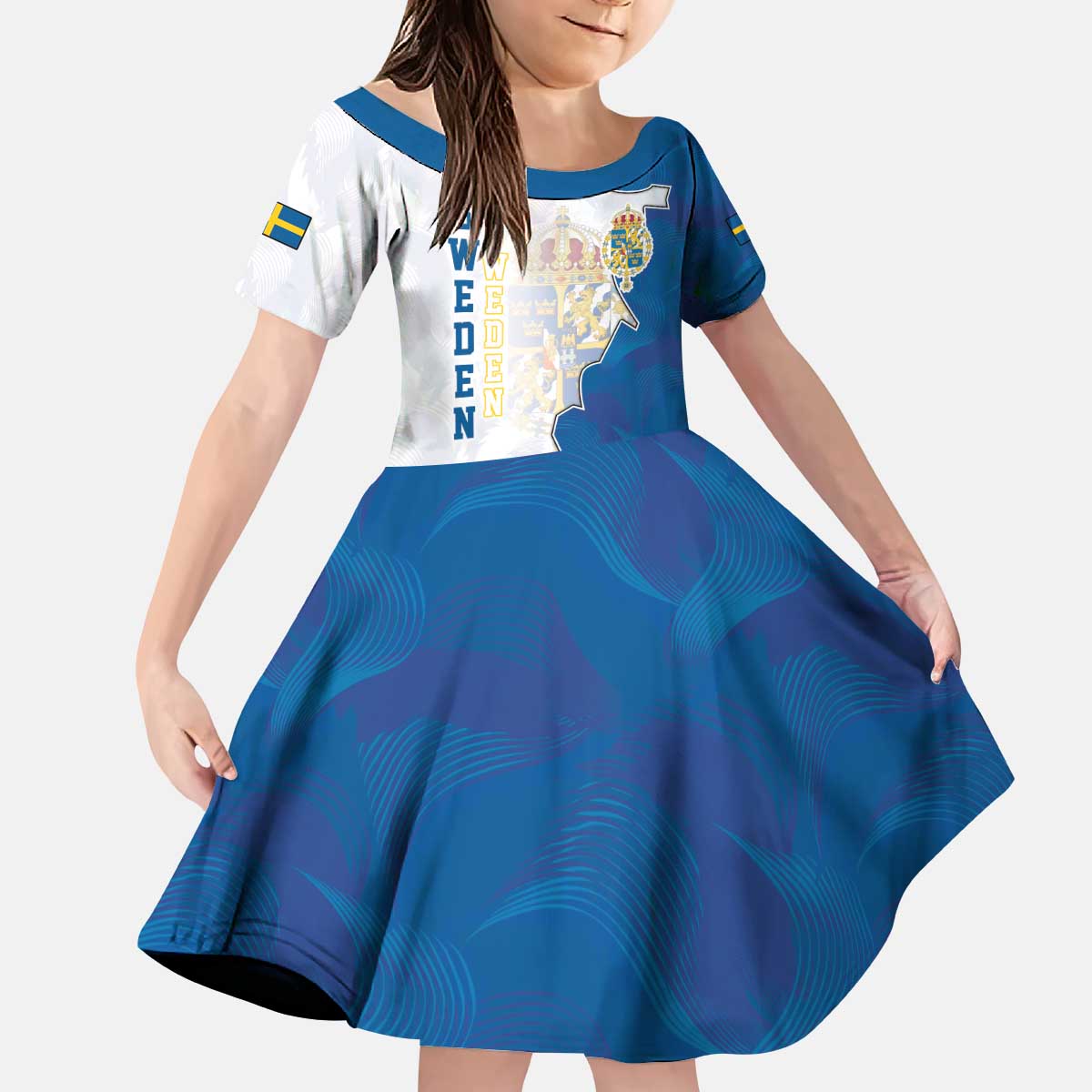 Personalized Kingdom of Sweden Coat of arms Kid Short Sleeve Dress