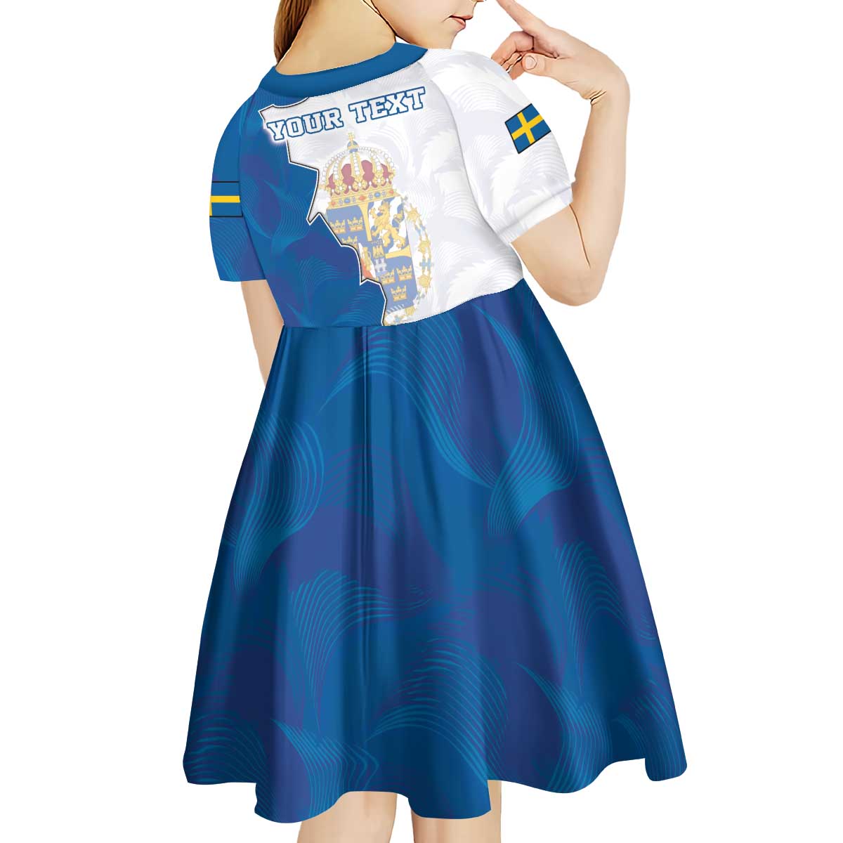 Personalized Kingdom of Sweden Coat of arms Kid Short Sleeve Dress