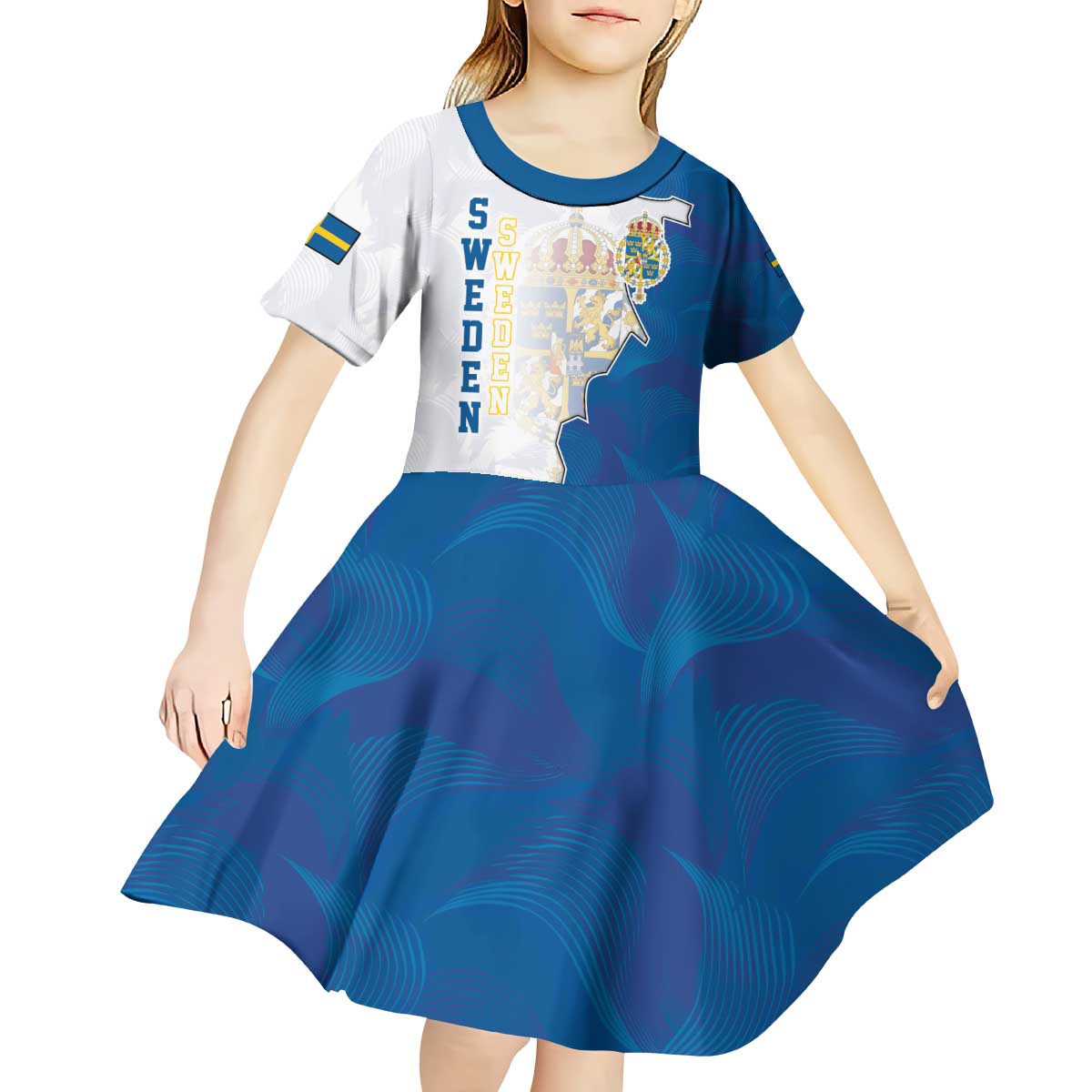 Personalized Kingdom of Sweden Coat of arms Kid Short Sleeve Dress
