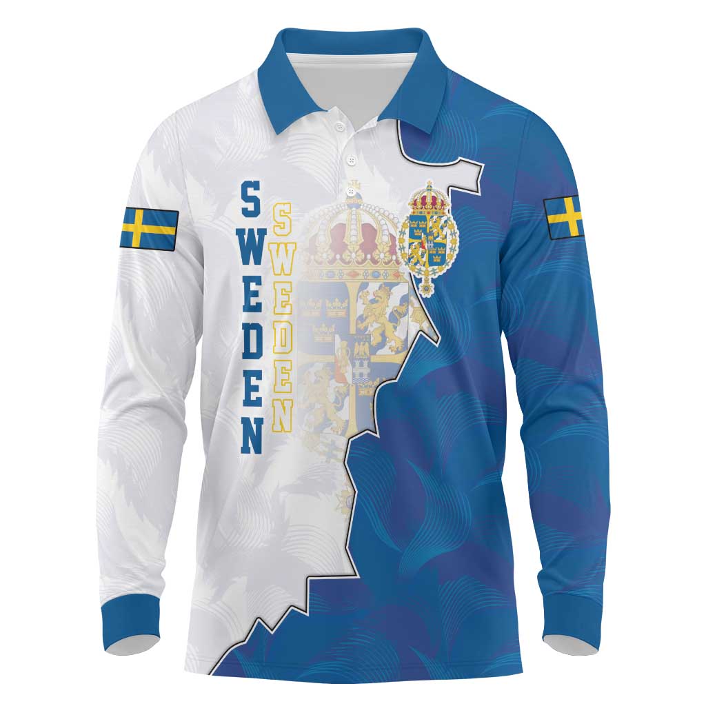 Personalized Kingdom of Sweden Coat of arms Long Sleeve Polo Shirt