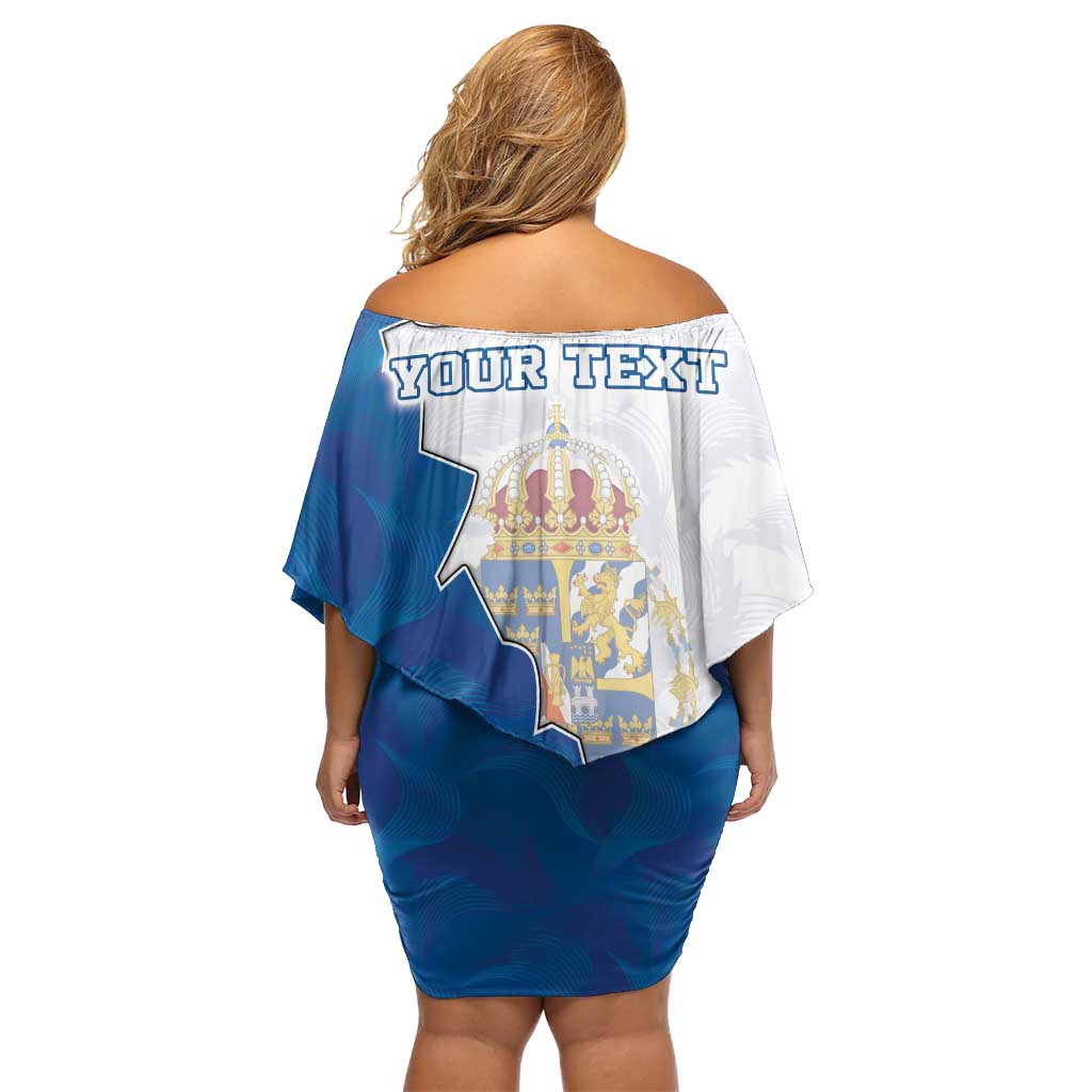 Personalized Kingdom of Sweden Coat of arms Off Shoulder Short Dress