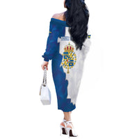 Personalized Kingdom of Sweden Coat of arms Off The Shoulder Long Sleeve Dress