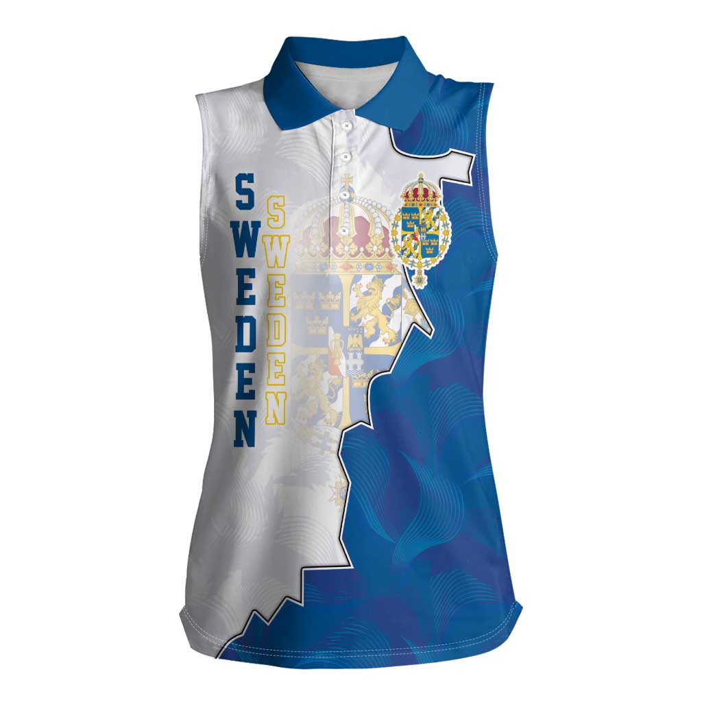 Personalized Kingdom of Sweden Coat of arms Women Sleeveless Polo Shirt
