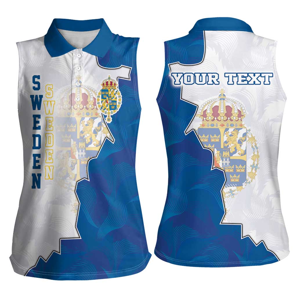 Personalized Kingdom of Sweden Coat of arms Women Sleeveless Polo Shirt