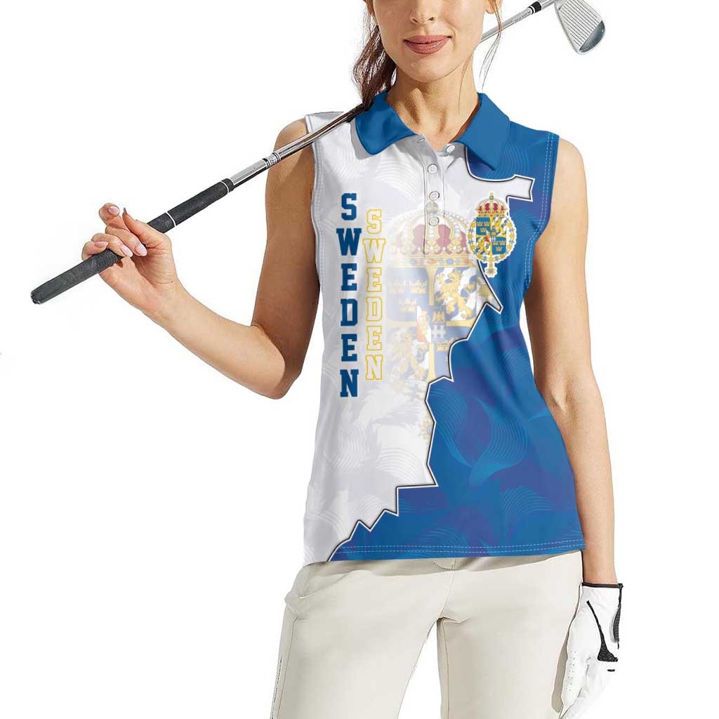 Personalized Kingdom of Sweden Coat of arms Women Sleeveless Polo Shirt