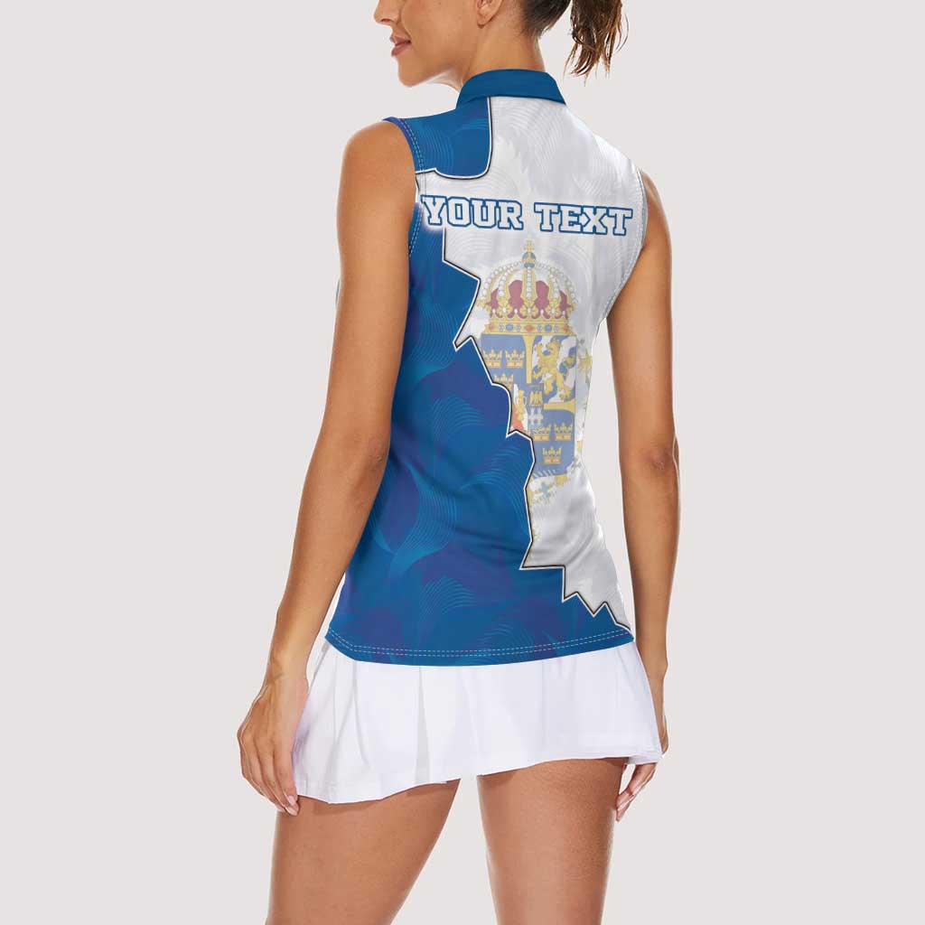 Personalized Kingdom of Sweden Coat of arms Women Sleeveless Polo Shirt