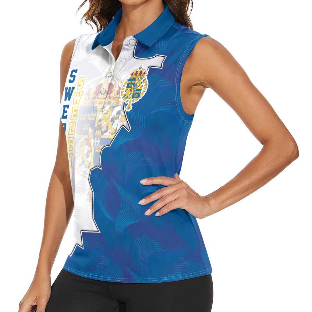 Personalized Kingdom of Sweden Coat of arms Women Sleeveless Polo Shirt
