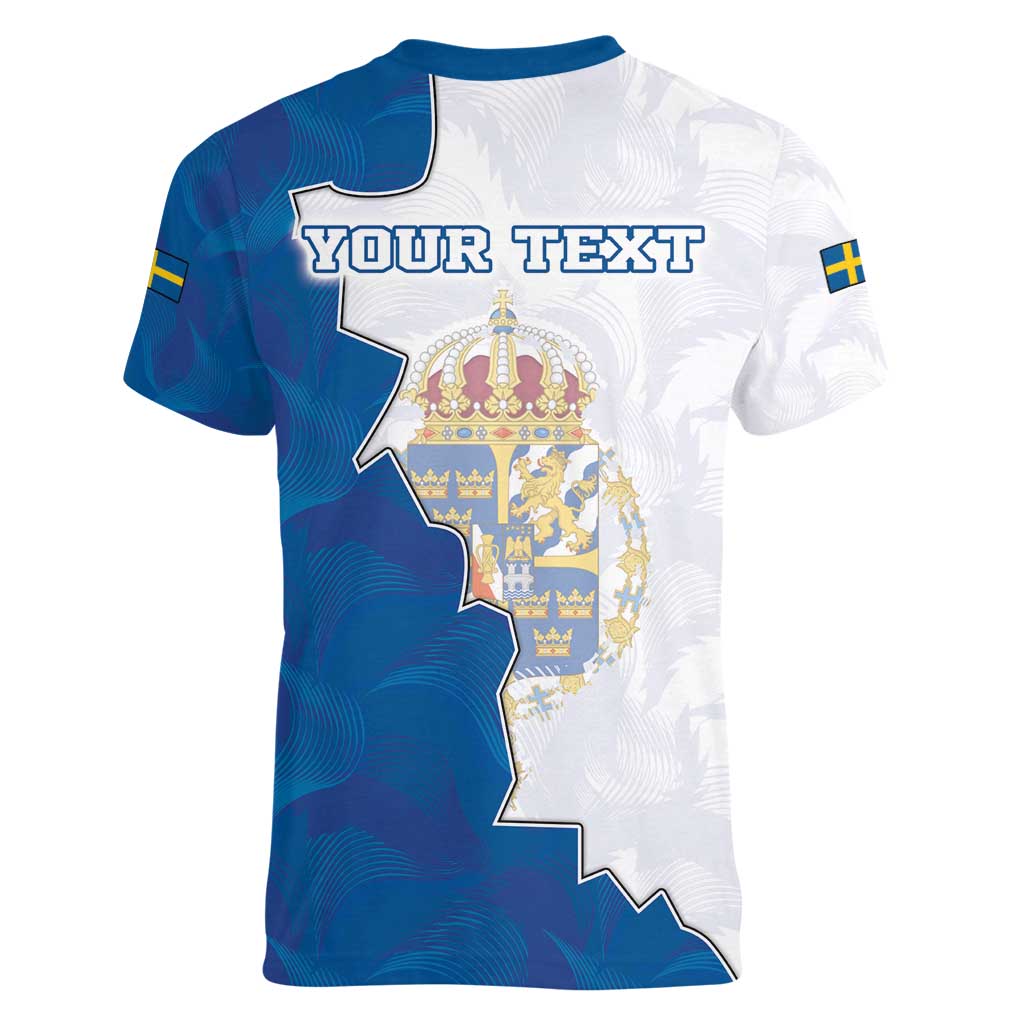 Personalized Kingdom of Sweden Coat of arms Women V-Neck T-Shirt